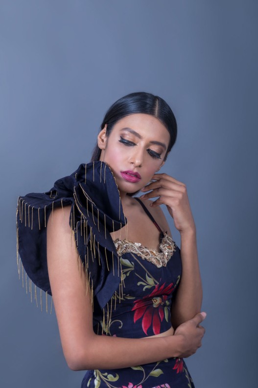 ANEMONE PRINTED CORSET WITH UMBRELLA SKIRT