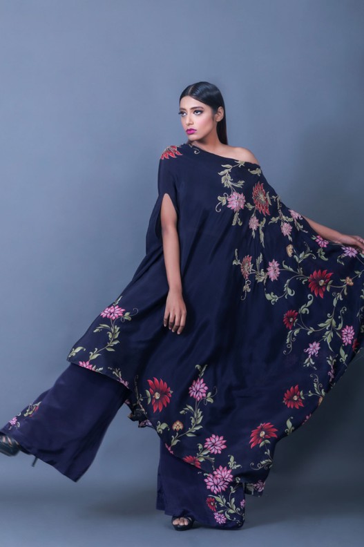 ANEMONE PRINTED ONE SHOULDER KAFTAN WITH PALAZZO