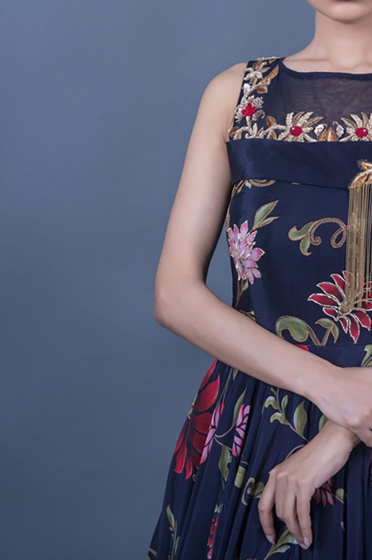 ANEMONE PRINTED TWO LAYERED GOWN