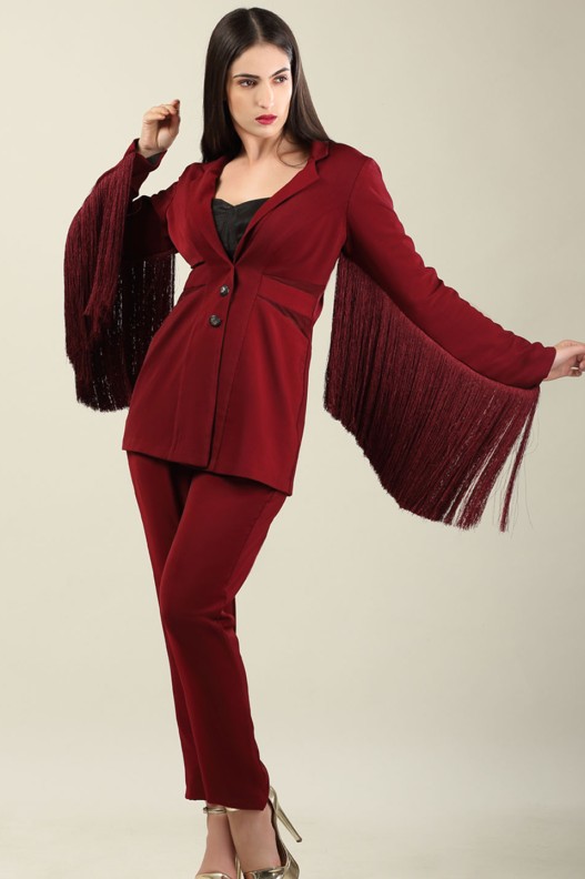 VOLVO FRINGE  BLAZER PANTS SET