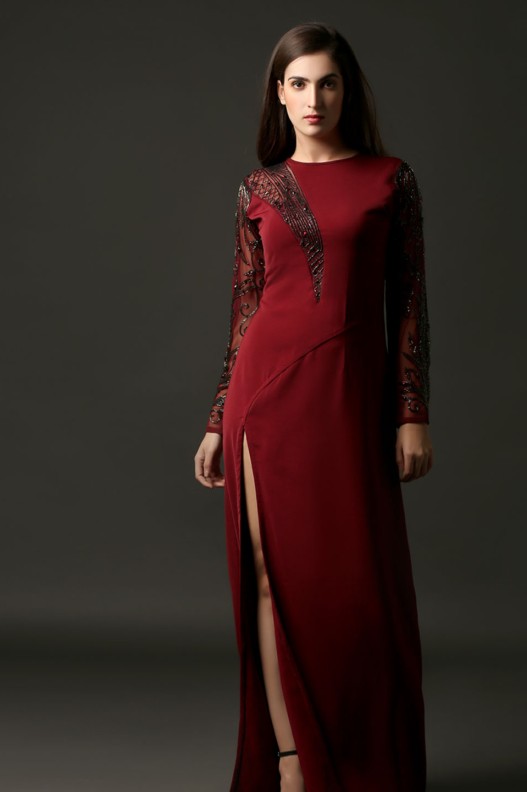  RAINBOW SLEEVES STRAIGHT DRESS 