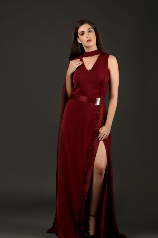 VOLVO OVERLAP SLIT DRESS WITH DREPP