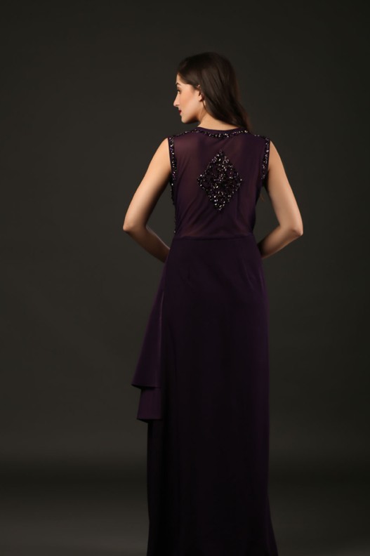 VOLVO CRYSTAL DETAILED PLEATED OVERLAP DRESS