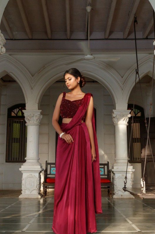 Cluster Drape Cowl Saree