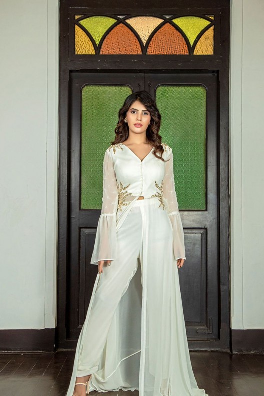 Curl Chain Tunic With Plazzo Pants