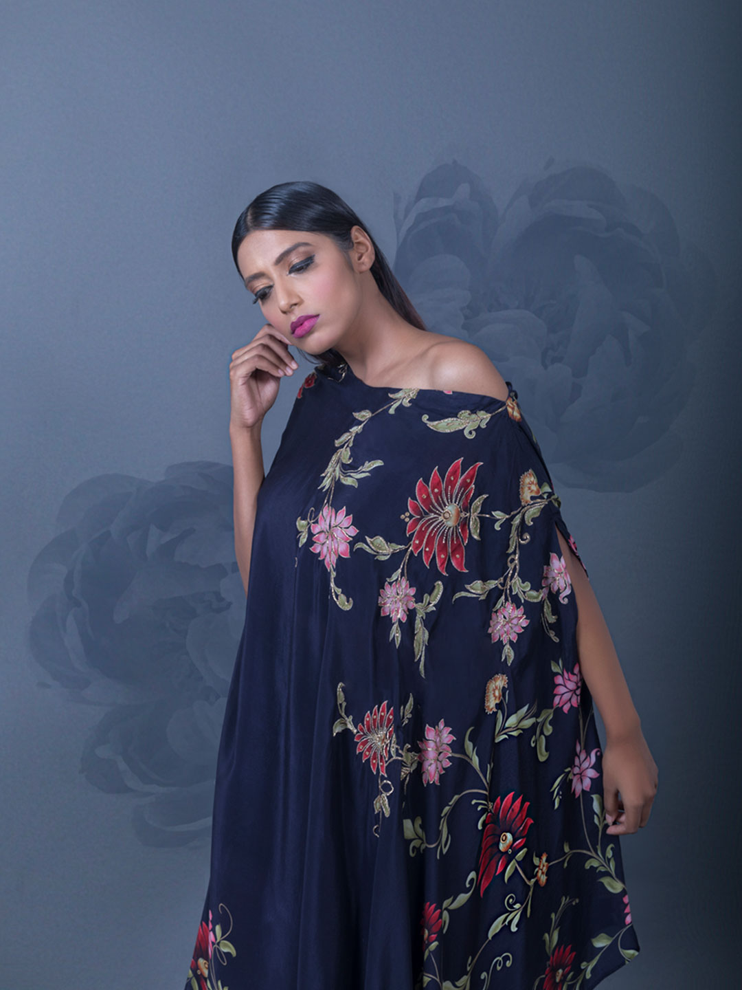 ANEMONE PRINTED ONE SHOULDER KAFTAN WITH PALAZZO